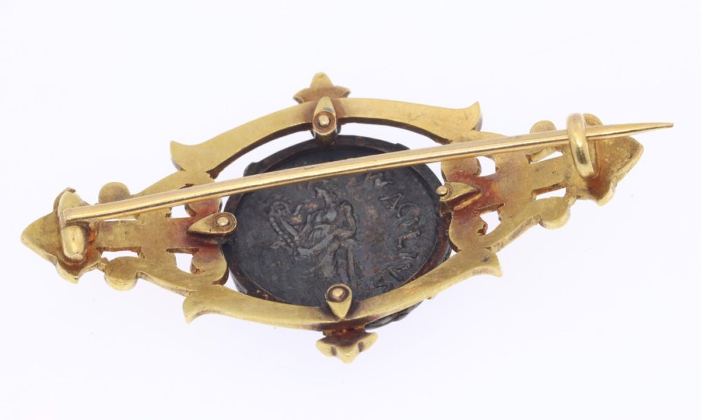 Antique Victorian Silver Roman Coin Brooch