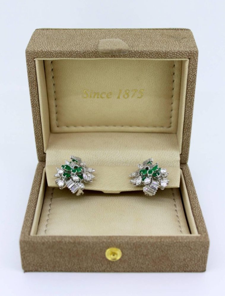 George Hakim Emerald and Diamond Clip On Earrings