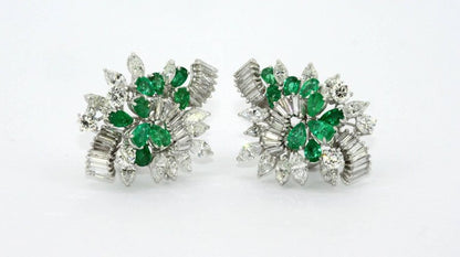 George Hakim Emerald and Diamond Clip On Earrings