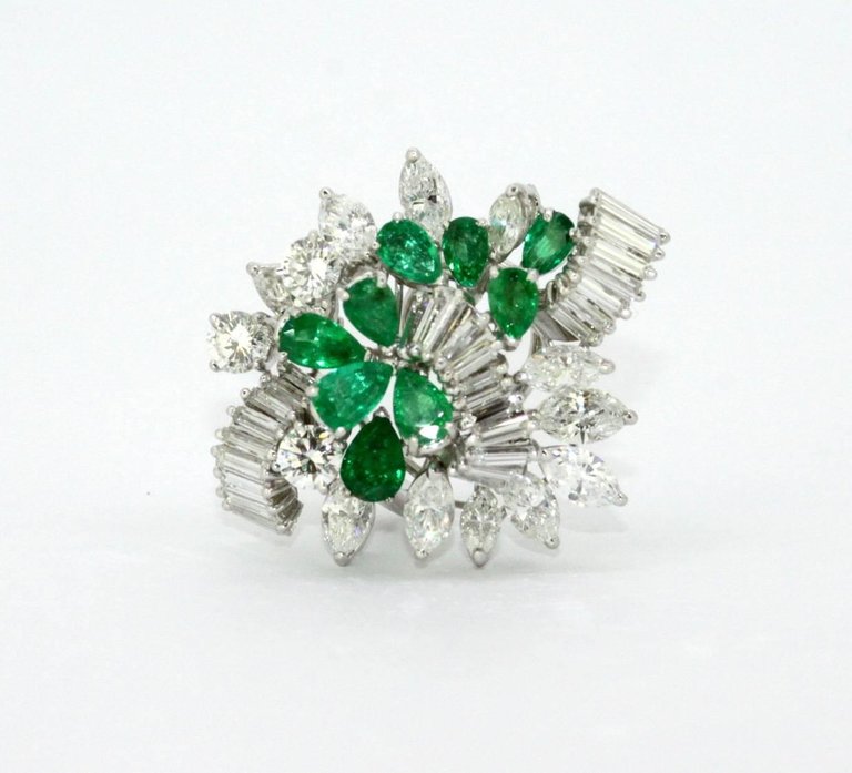 George Hakim Emerald and Diamond Clip On Earrings