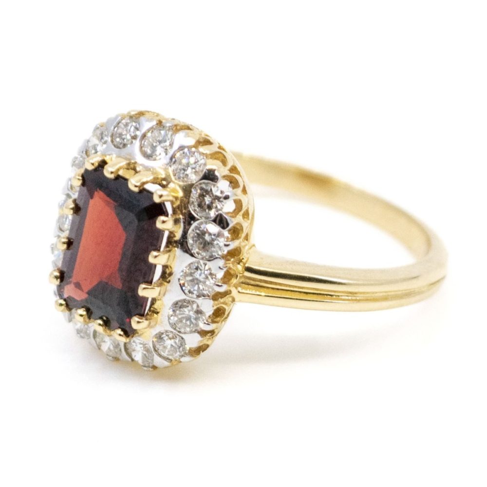 Garnet and Diamond Cluster Ring