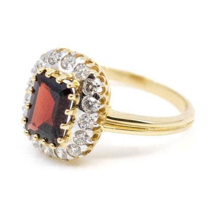 Garnet and Diamond Cluster Ring