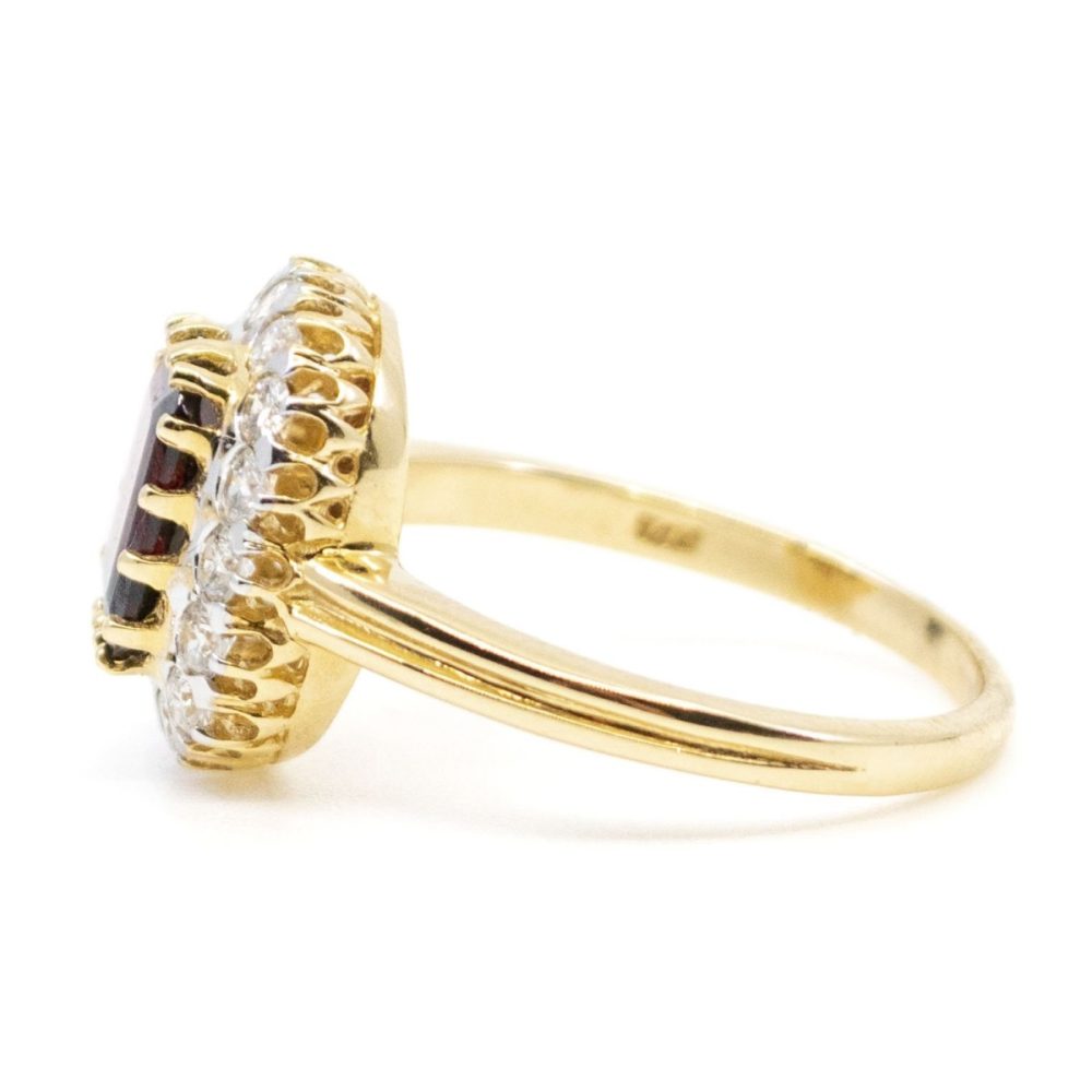 Garnet and Diamond Cluster Ring