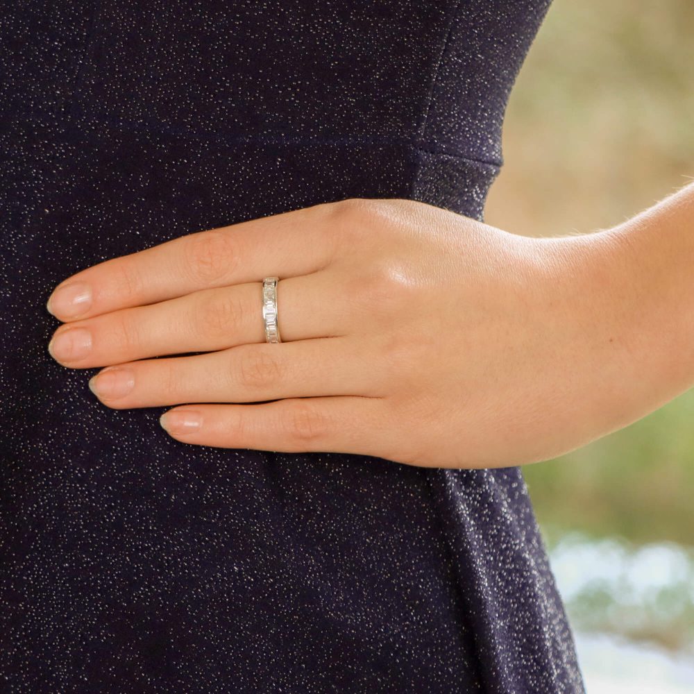 Art Deco Inspired 1.87ct Baguette Diamond Full Eternity Ring in Platinum