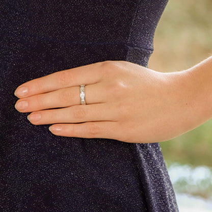 Art Deco Inspired 1.87ct Baguette Diamond Full Eternity Ring in Platinum