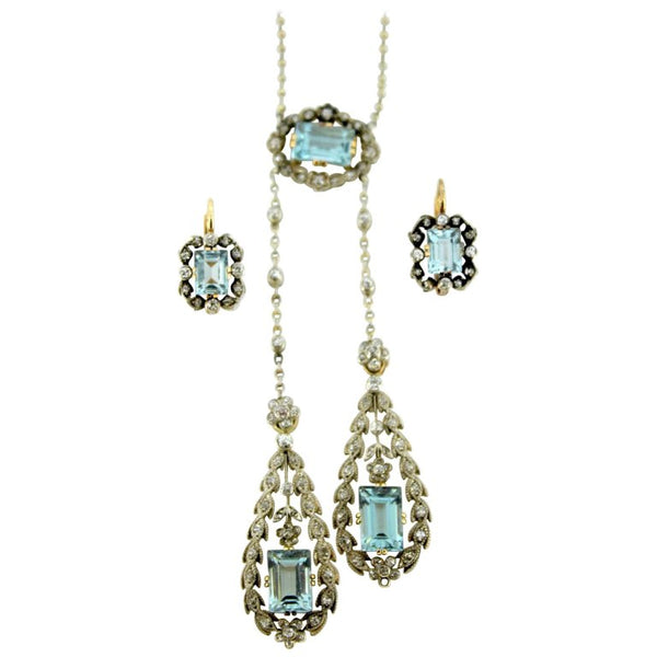Antique Belle Époque Aquamarine and Diamond Suite