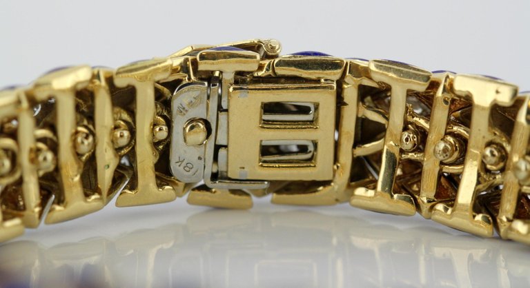 Vintage Blue Enamel and Diamond Bracelet