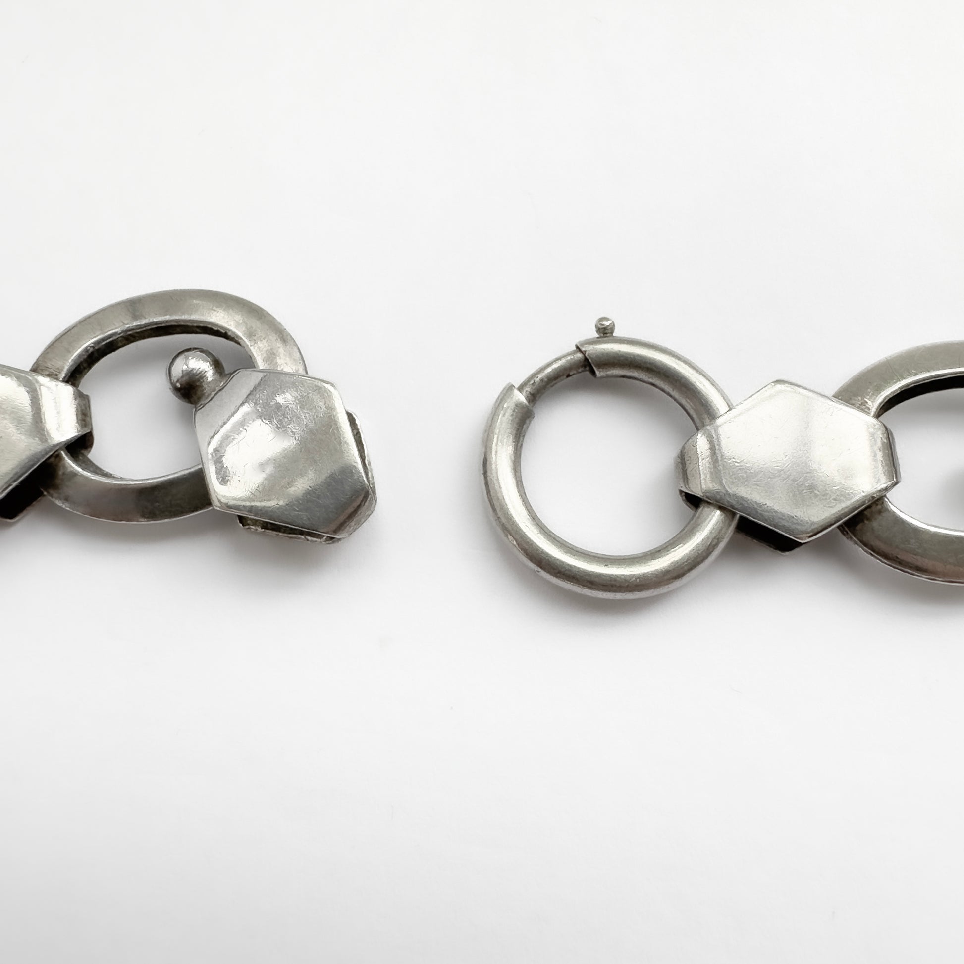 Vintage Late Art Deco 1938 Silver Fancy Link Chain Necklace