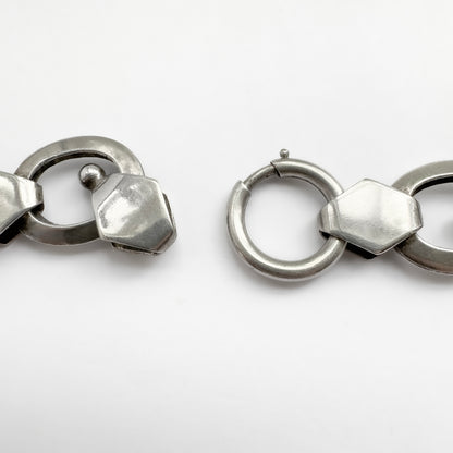 Vintage Late Art Deco 1938 Silver Fancy Link Chain Necklace