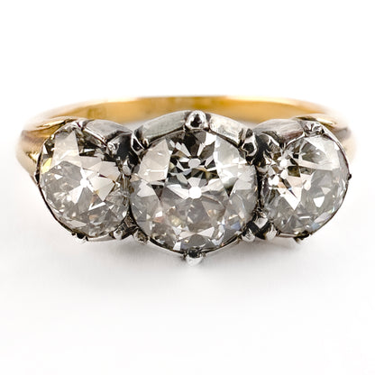 Antique 3 Stone Trilogy Diamond Ring 2.65ct