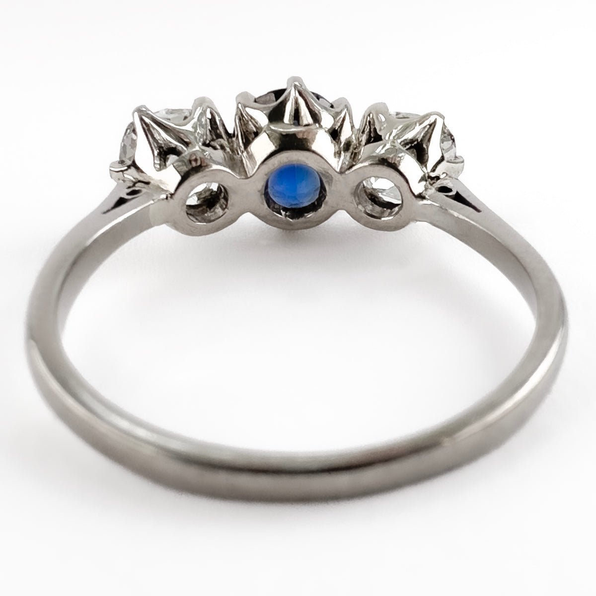 Ceylon Sapphire Diamond 3 Stone Ring