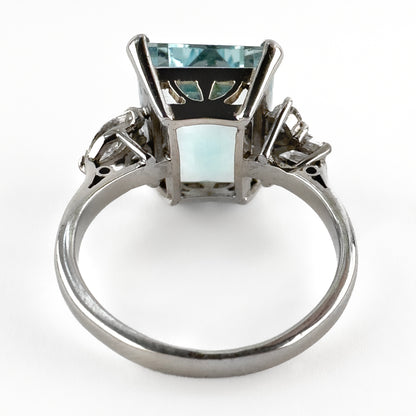 Vintage 6ct Aquamarine and Diamond Dress Ring, Circa 1950s