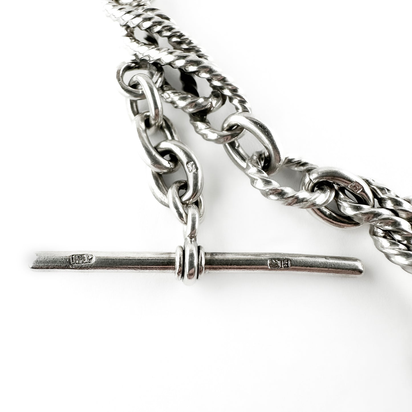 Edwardian Antique Silver Rope Knot Fancy Link Albert Chain Necklace