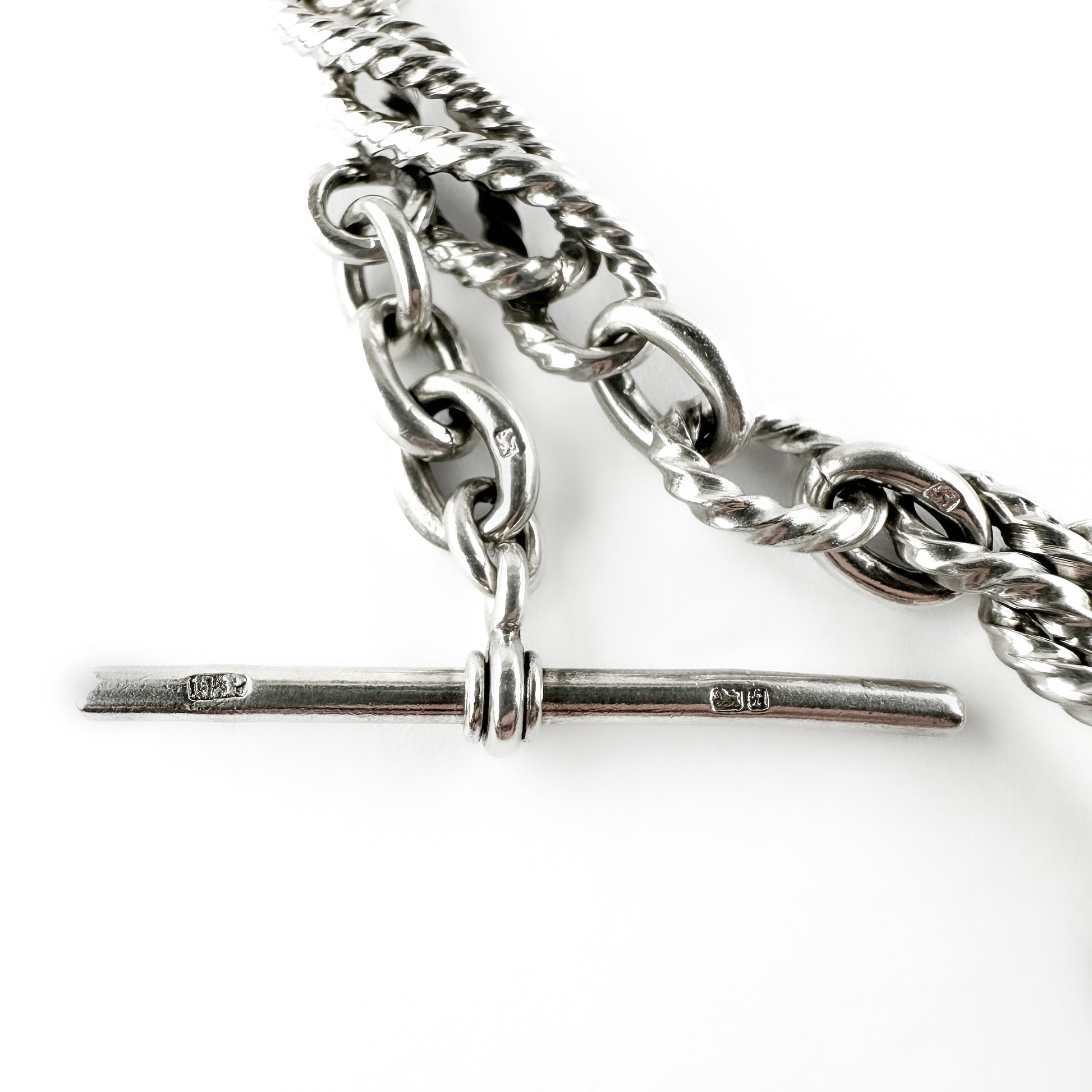 Edwardian Antique Silver Rope Knot Fancy Link Albert Chain Necklace