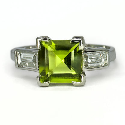 Peridot Diamond Trilogy Engagement Ring