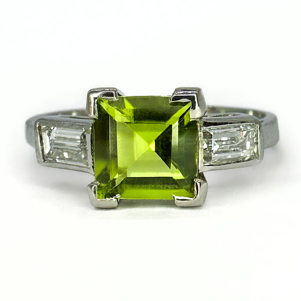 Peridot Diamond Trilogy Engagement Ring