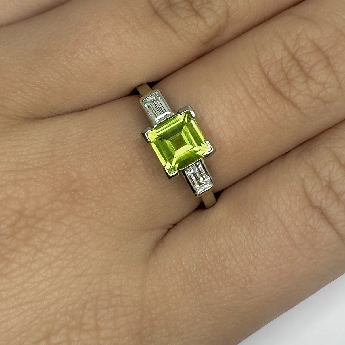 Peridot Diamond Trilogy Ring