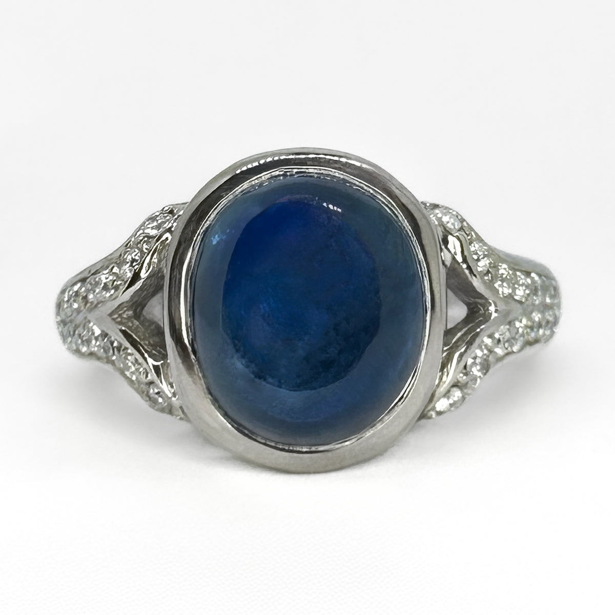 Sapphire and Diamond Cabochon Ring