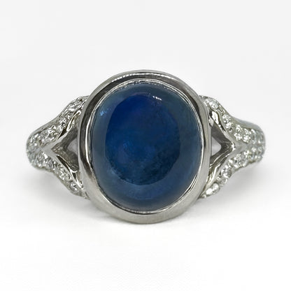 Sapphire and Diamond Cabochon Ring