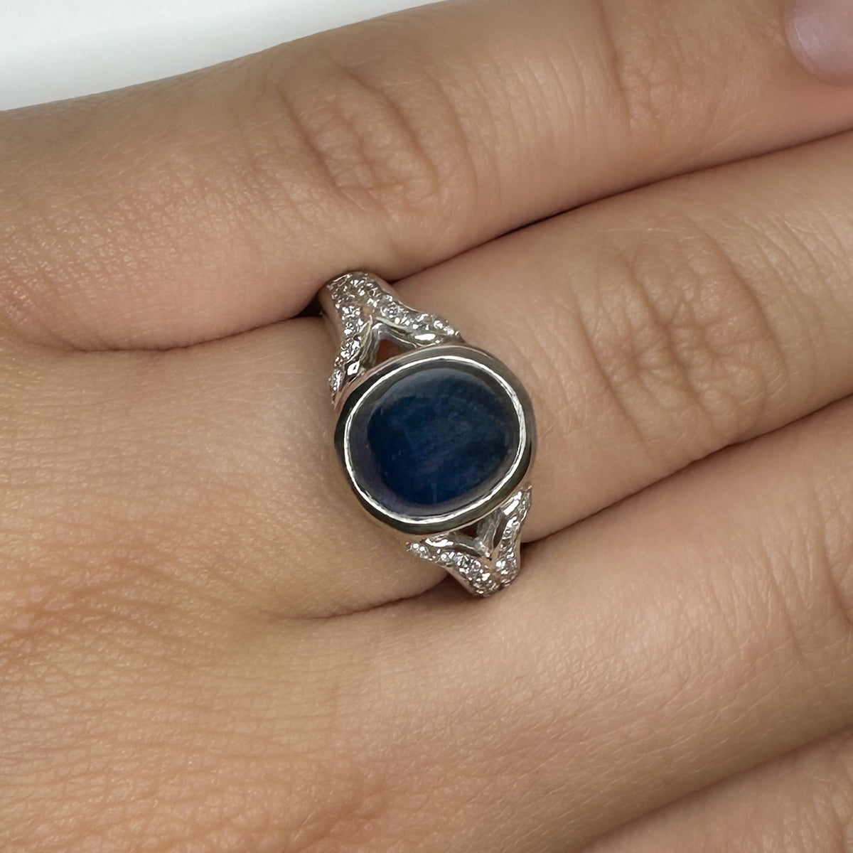 Sapphire and Diamond Cabochon Ring