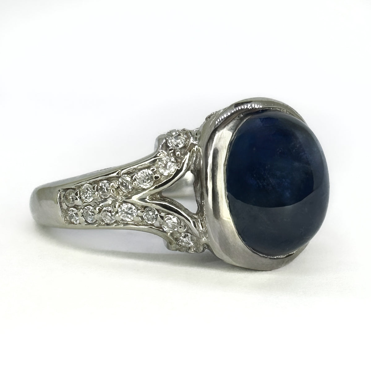 Sapphire and Diamond Cabochon Ring