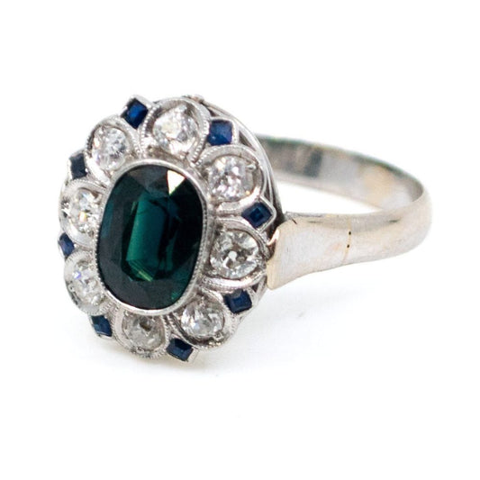 Antique Art Deco 1.50ct Sapphire and Diamond Ring