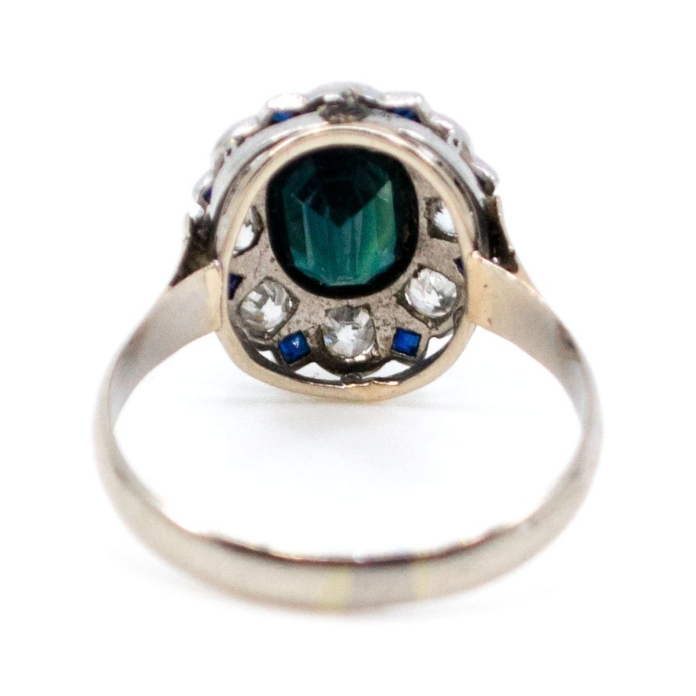 Antique Art Deco 1.50ct Sapphire and Diamond Ring