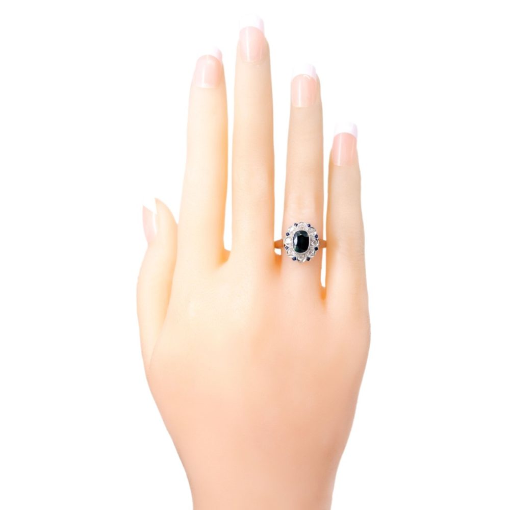 Antique Art Deco 1.50ct Sapphire and Diamond Ring
