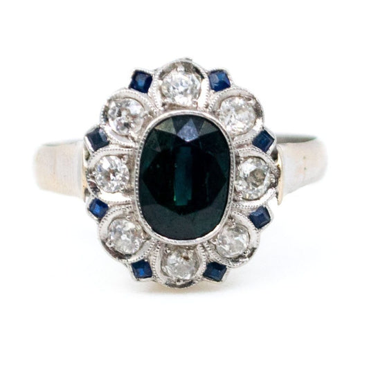 Antique Art Deco 1.50ct Sapphire and Diamond Ring