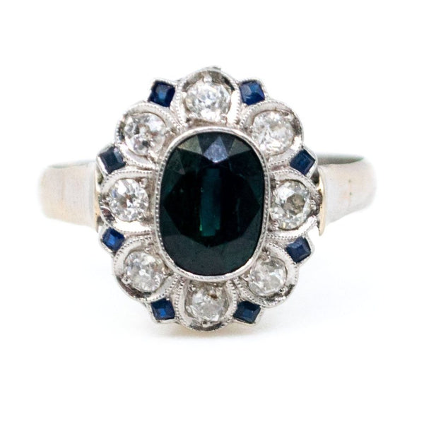 Antique Art Deco 1.50ct Sapphire and Diamond Ring
