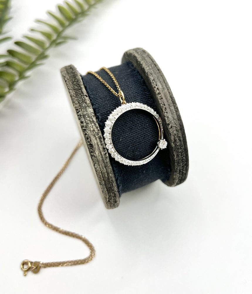 Antique Edwardian Diamond Crescent Moon Pendant In 18 Carat White Gold