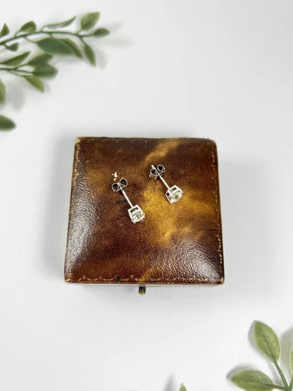 Vintage 1.02ct Diamond Solitaire Stud Earrings