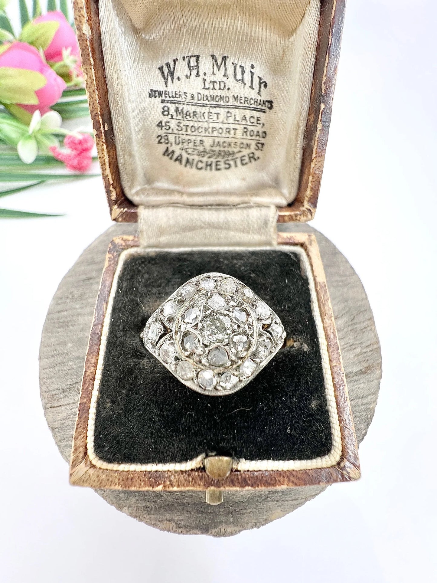 Victorian 18 Carat Gold and Silver Rose Cut Diamond Dome Shaped Ring, Circa 1870