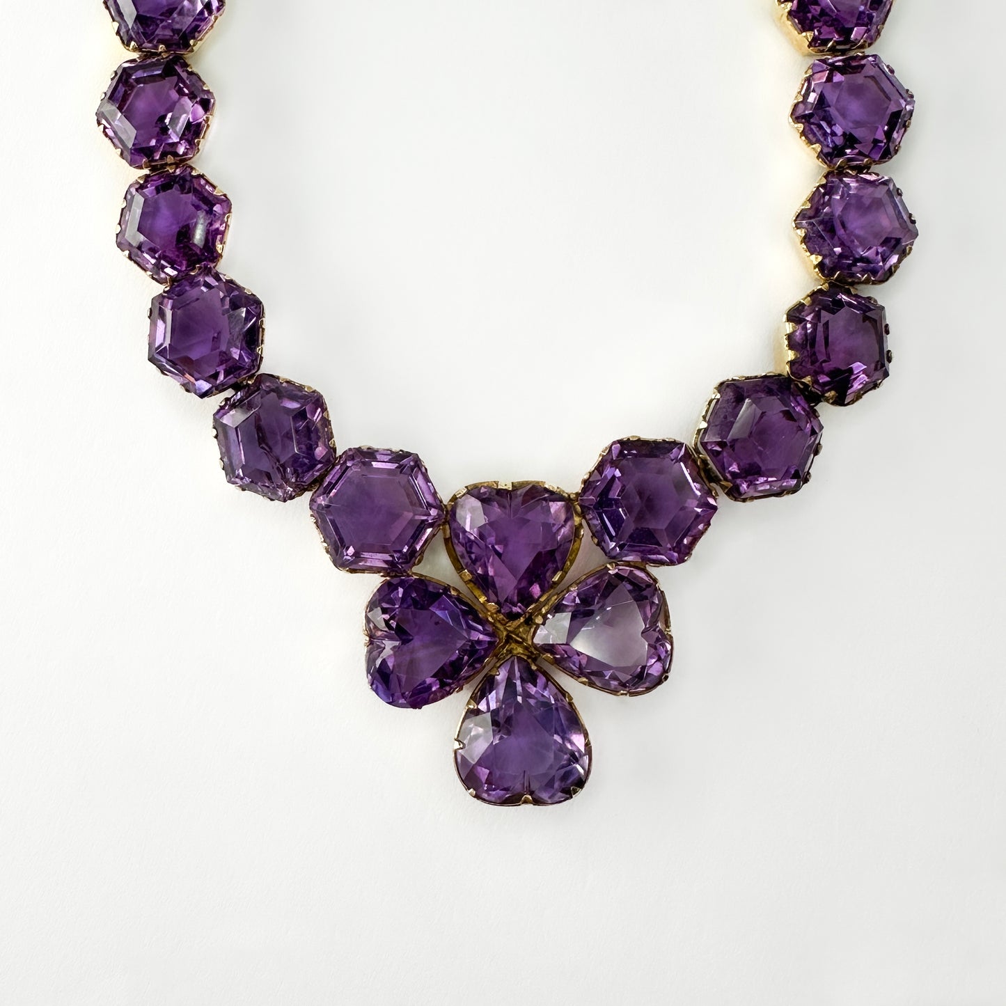 Victorian Antique Amethyst Necklace with Clover Cluster Drop