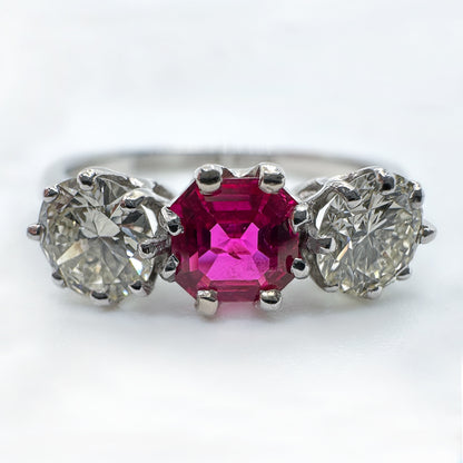 Ruby Diamond Trilogy Ring