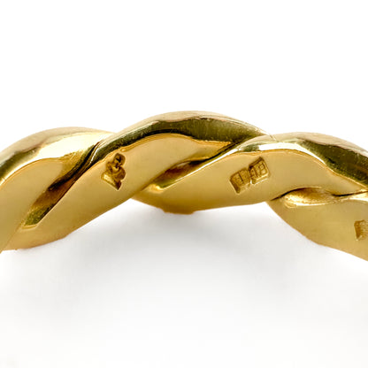 Vintage Kutchinsky Twisted Plait 18ct Yellow Gold Wedding Band Ring, Circa 1970