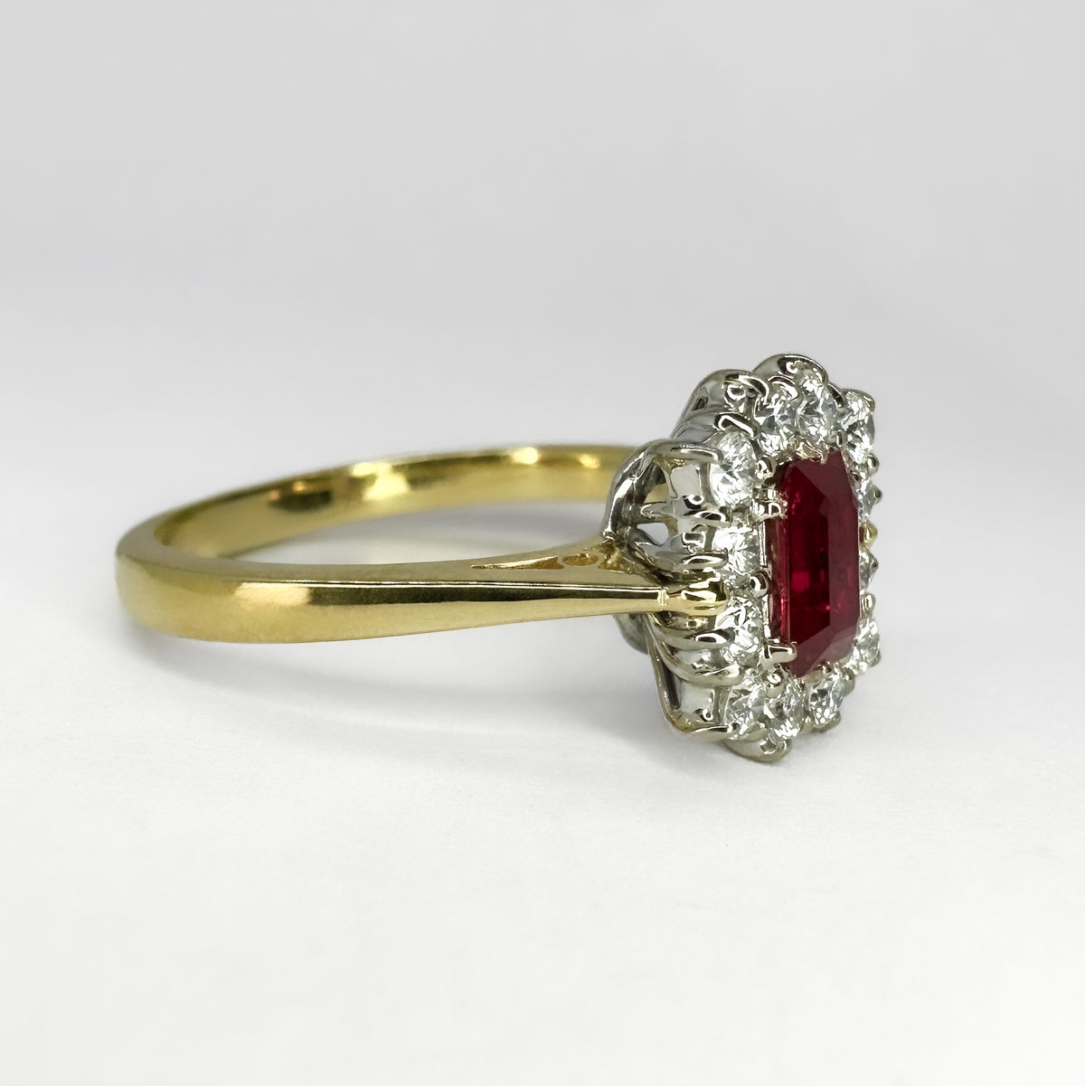 Ruby Diamond Rectangular Cluster Ring