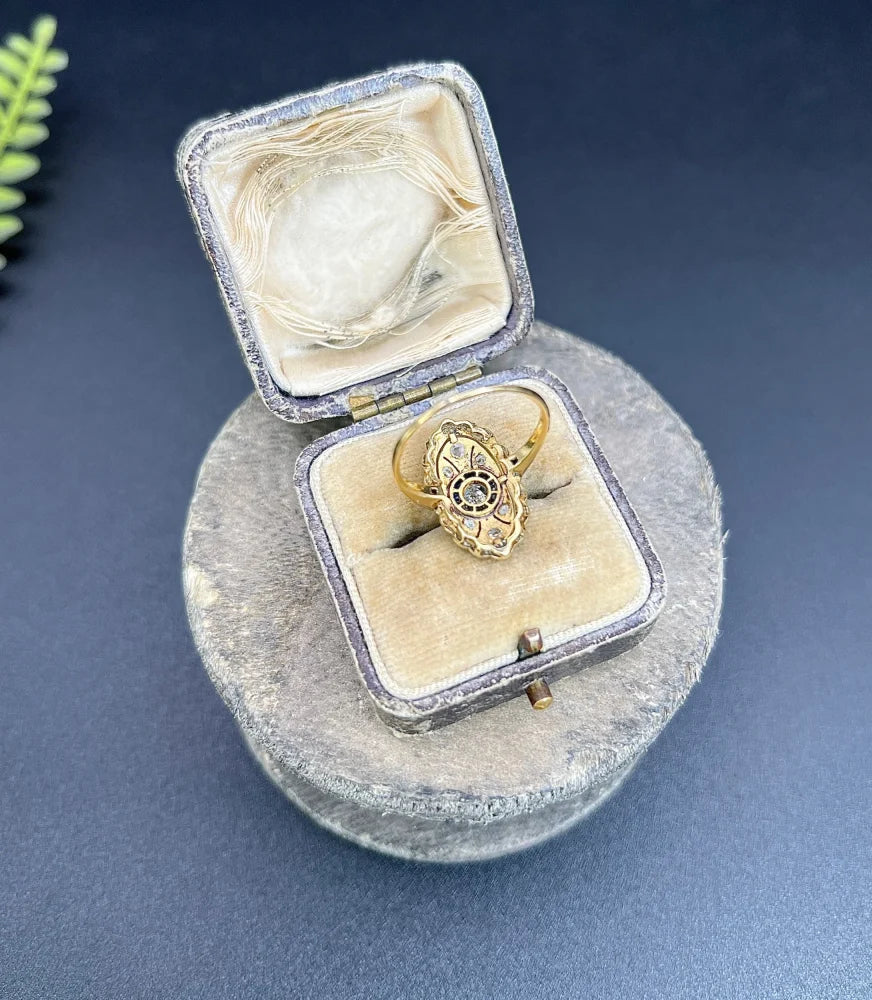 Antique Edwardian Sapphire and Diamond Panel Dress Ring