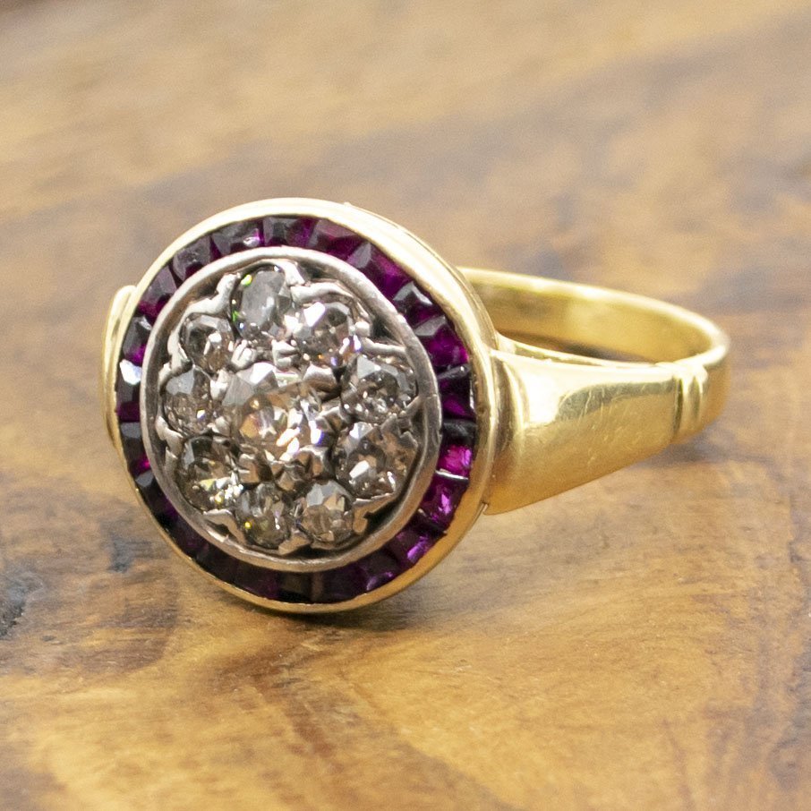 Antique Art Deco Ruby and Diamond Ring