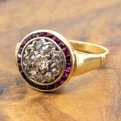 Antique Art Deco Ruby and Diamond Ring