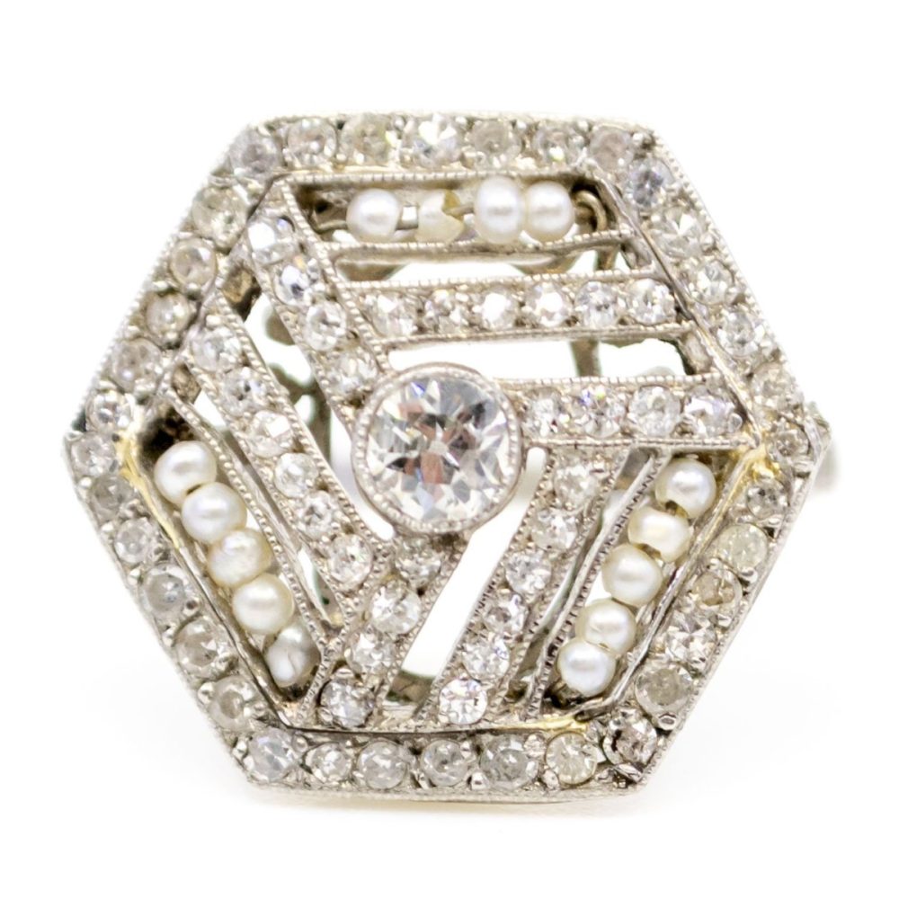 Antique Art Deco Hexagonal Diamond Ring