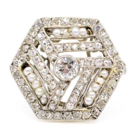 Antique Art Deco Hexagonal Diamond Ring