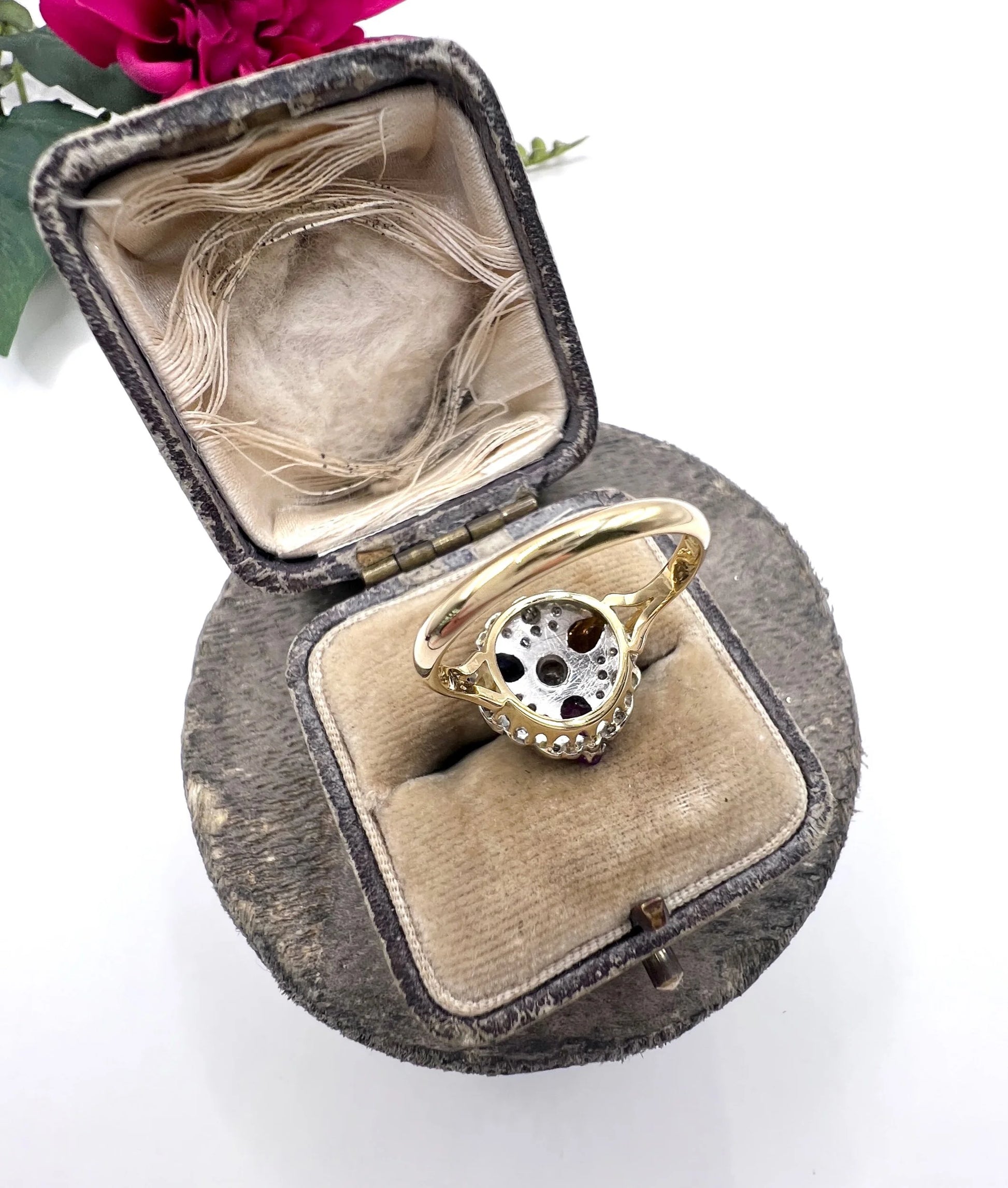 Vintage 18ct Gold, 1980s Natural Sapphire, Pink Sapphire & Citrine Cocktail Ring