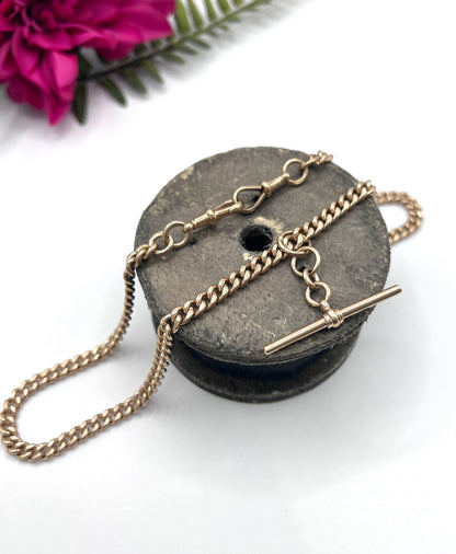 Vintage 9 ct Gold Albert Chain: Watch Chain Necklace, Birmingham 1930