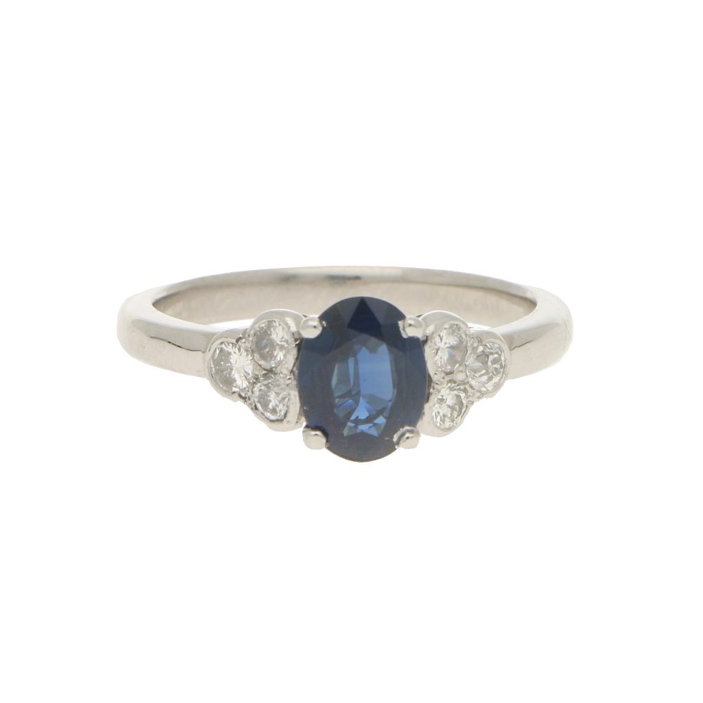 0.98ct Oval Sapphire and Diamond Engagement Ring in Platinum