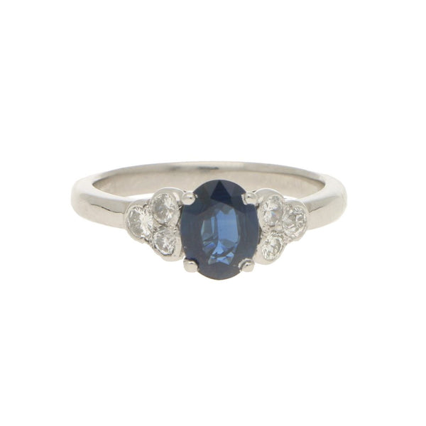 0.98ct Oval Sapphire and Diamond Engagement Ring in Platinum