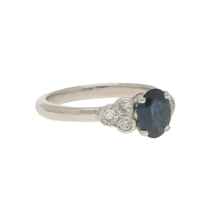 0.98ct Oval Sapphire and Diamond Engagement Ring in Platinum