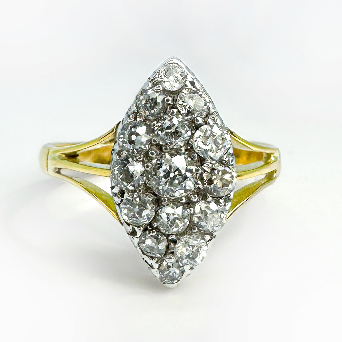 Marquise Pave Old Cut Diamond Ring