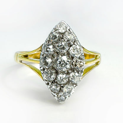 Marquise Pave Old Cut Diamond Ring