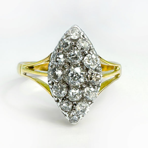 Marquise Pave Old Cut Diamond Ring